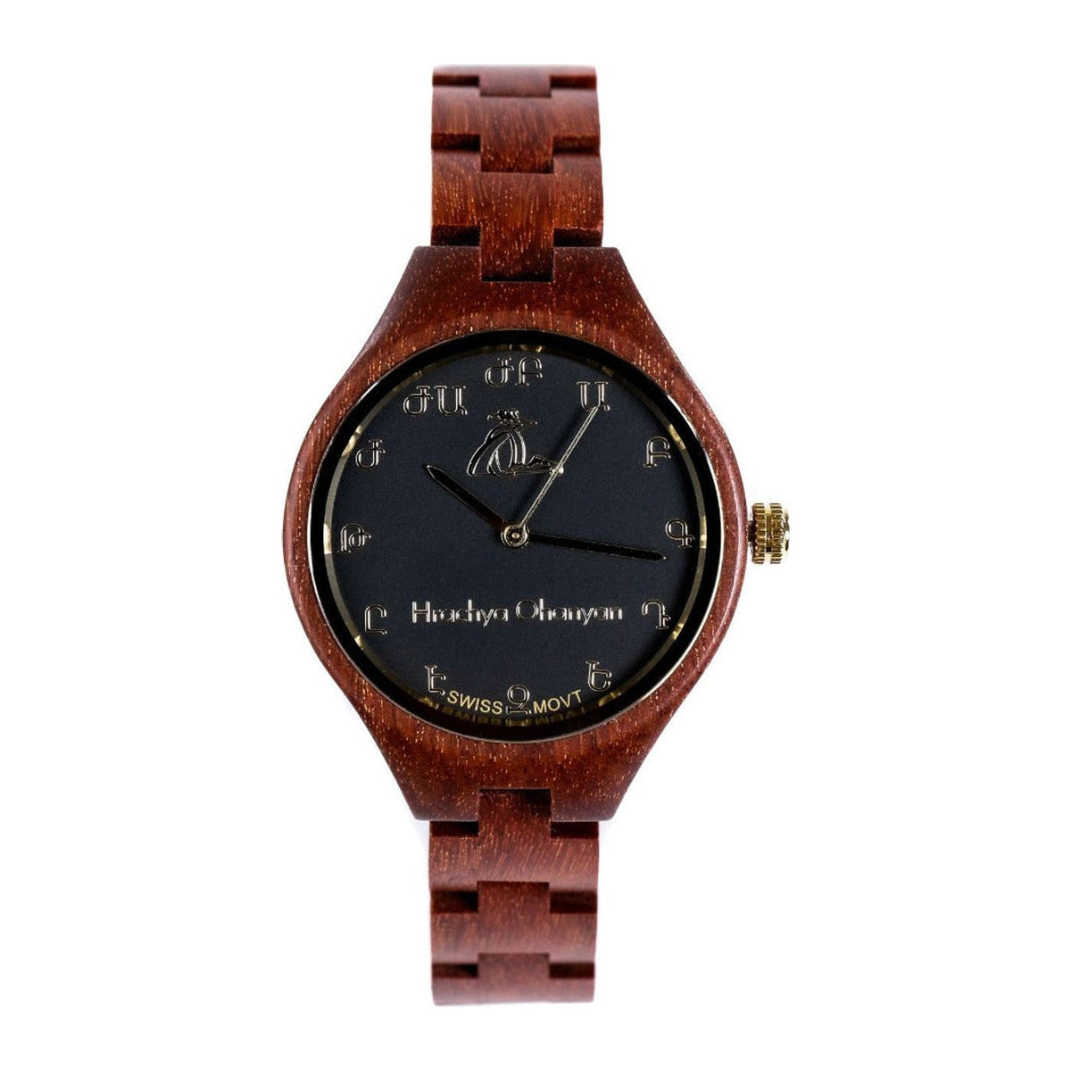 Damen-Armbanduhr aus Holz – Rot