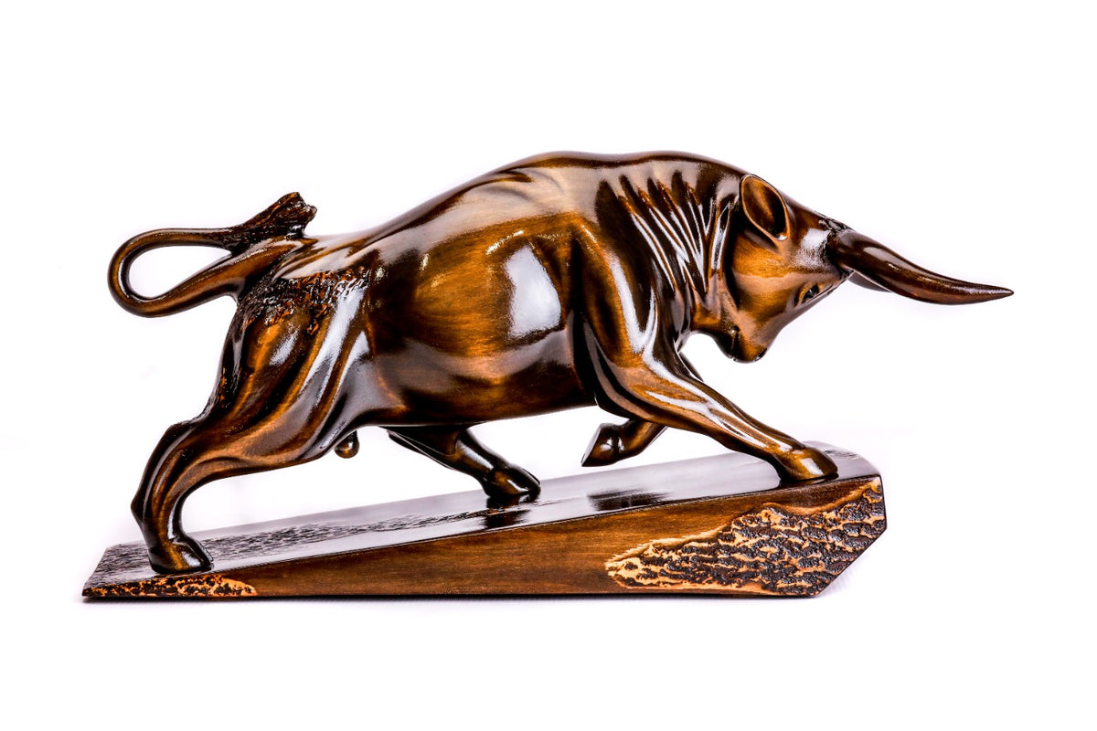 Wooden Bull Sculpture