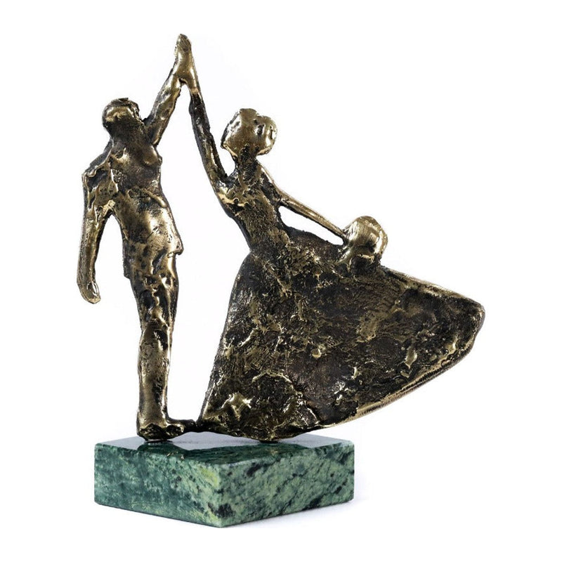 Skulpturen & Souvenirs – tanzendes Paar aus Bronze auf einem Sockel aus grünem Marmor
