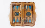 Juego de ajedrez y backgammon de nogal: incrustación de resina epoxi