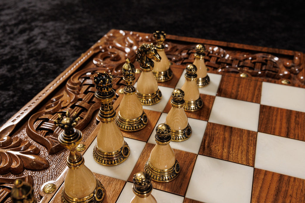 Epoxy Chess Set with Backgammon Board
