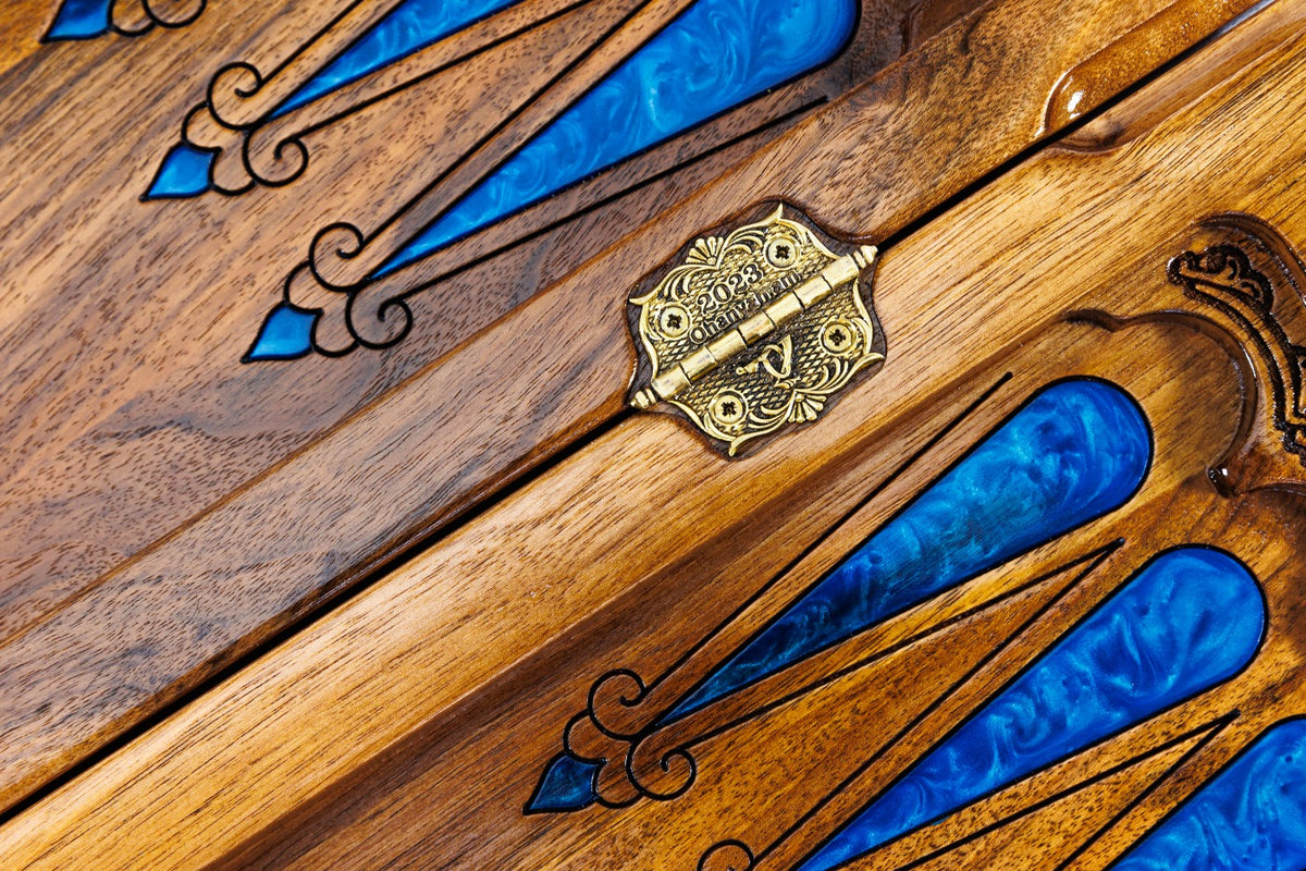 Epoxy Chess & Backgammon Set with Tree Branch Slices