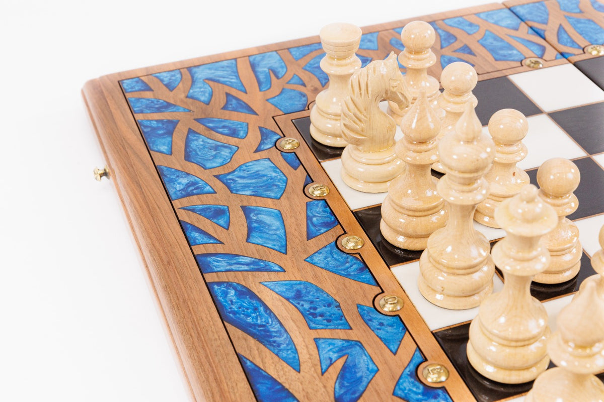 Chess & Backgammon Set: Epoxy Tree Design