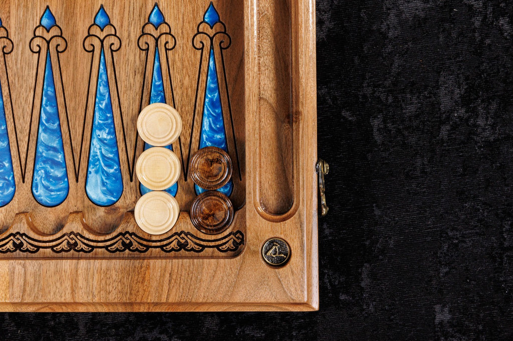 Walnut Chess & Backgammon Set with Tree Design