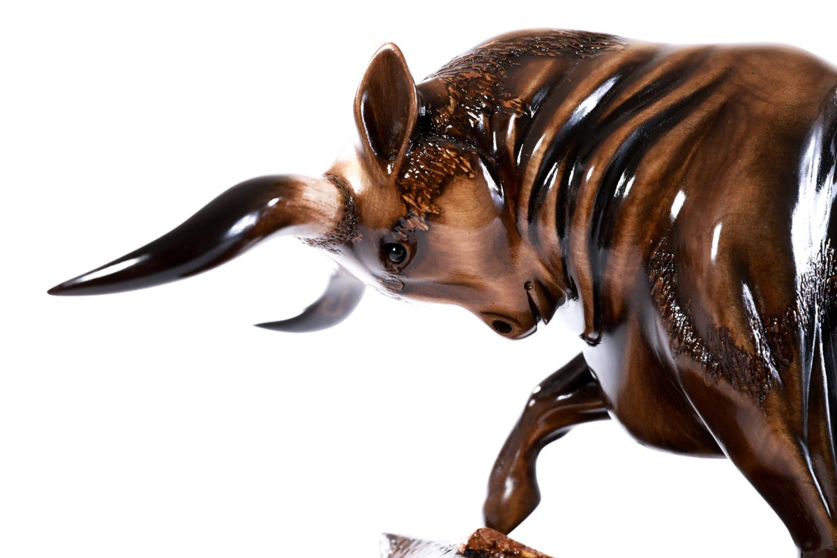 Wooden Bull Sculpture