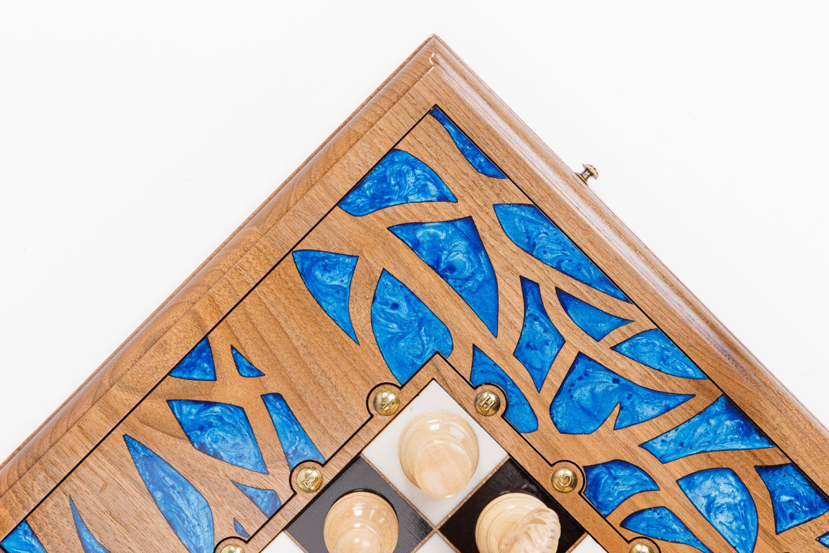 Chess & Backgammon Set: Epoxy Tree Design