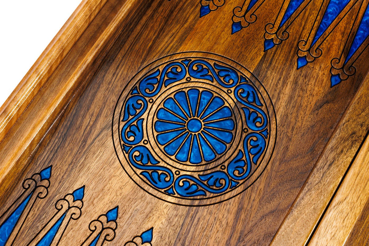 Epoxy Chess & Backgammon Set with Tree Branch Slices