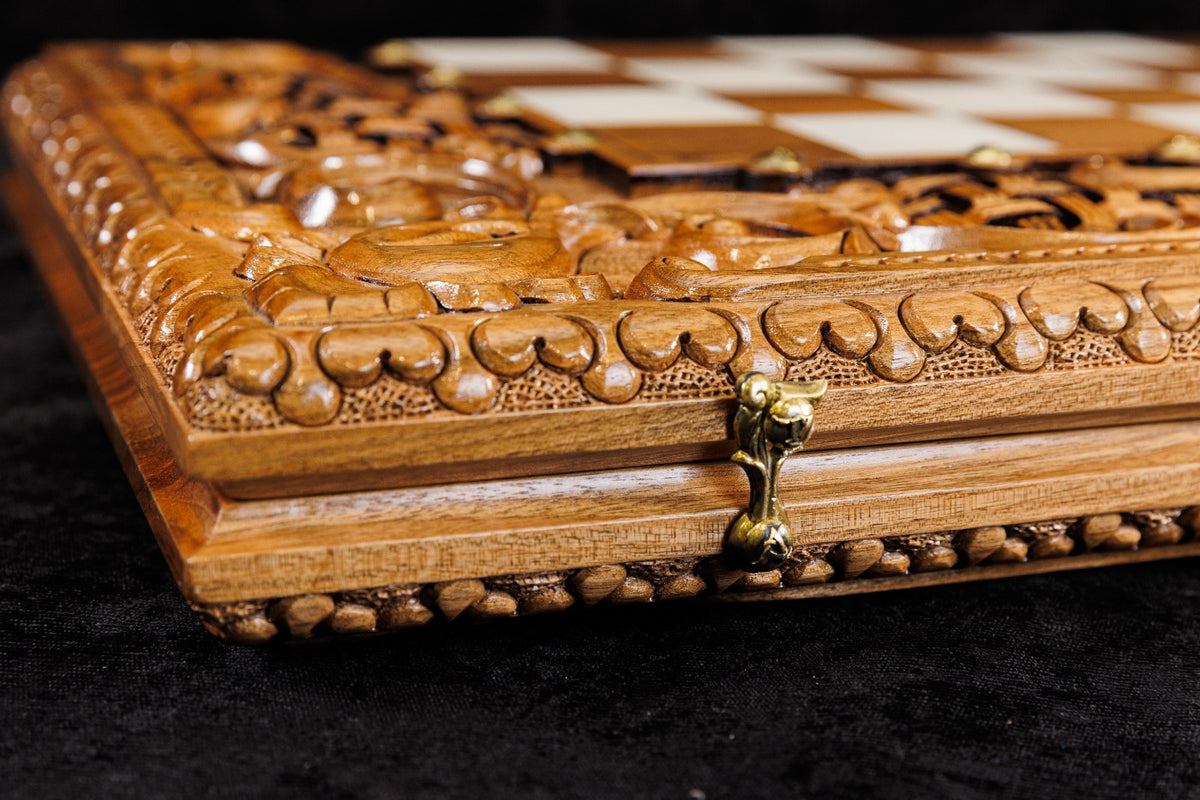 Epoxy Chess Set with Backgammon Board
