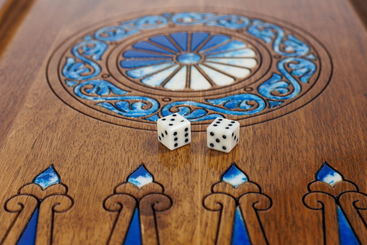 Epoxy Chess & Backgammon Set with Tree Branch Slices