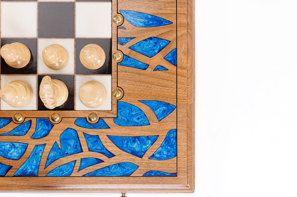 Chess & Backgammon Set: Epoxy Tree Design