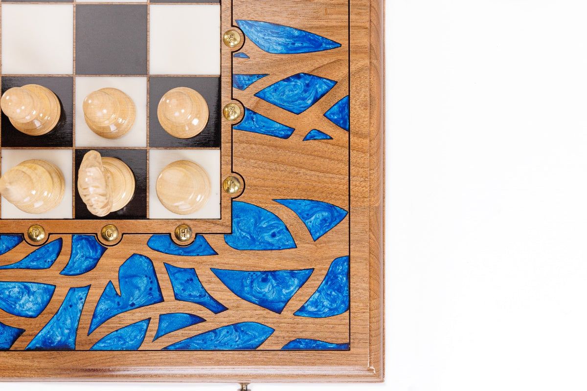 Chess & Backgammon Set: Epoxy Tree Design
