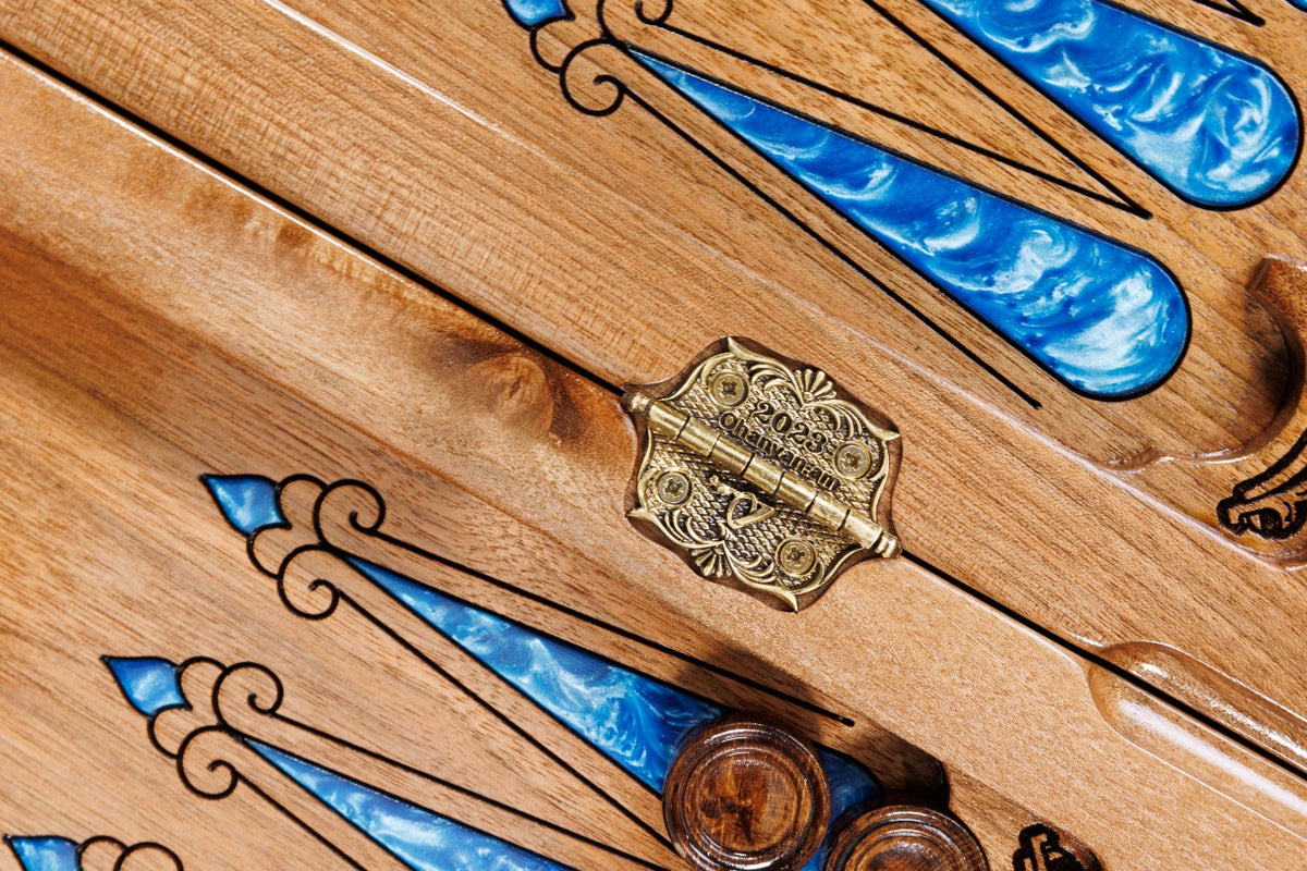 Walnut Chess & Backgammon Set with Tree Design