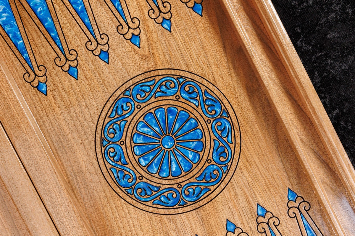 Walnut Chess & Backgammon Set with Tree Design