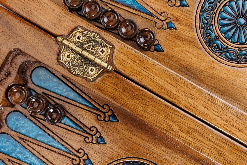 Juego de ajedrez y backgammon de nogal: incrustación de resina epoxi