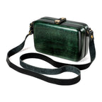 Dunkelgrüne Handtasche aus Holz (Modell 53366)