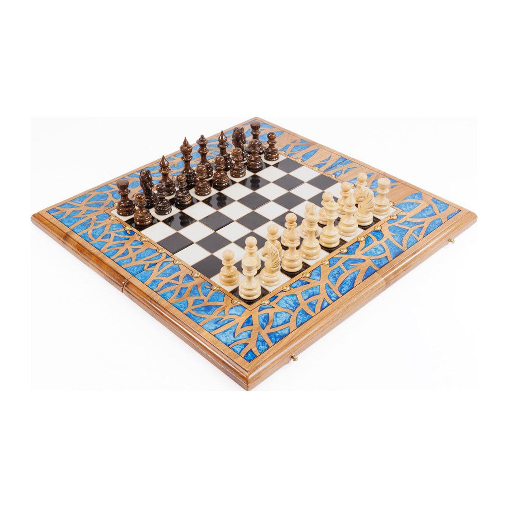 Chess & Backgammon Set: Epoxy Tree Design