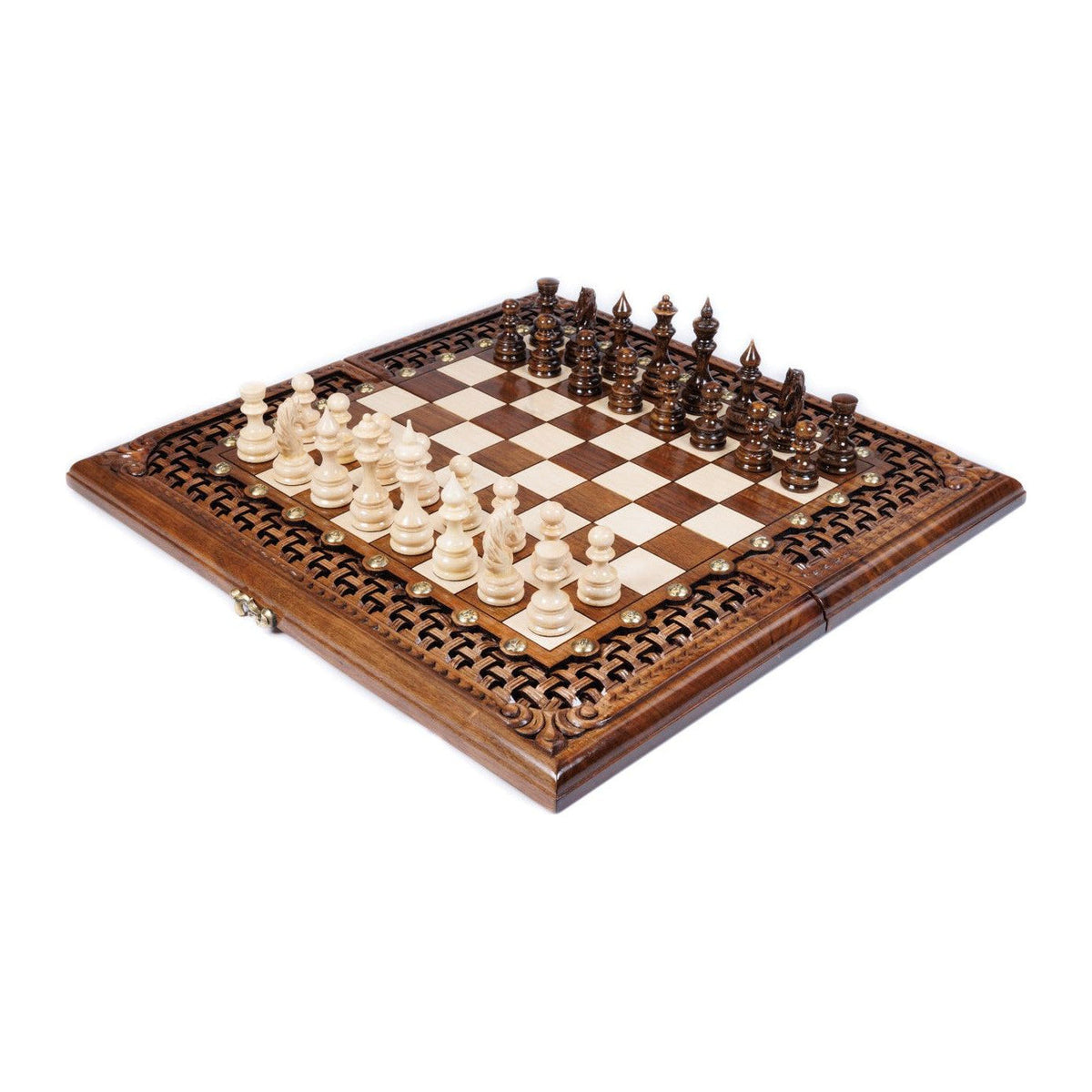 Schach- und Backgammon-Set aus Holz