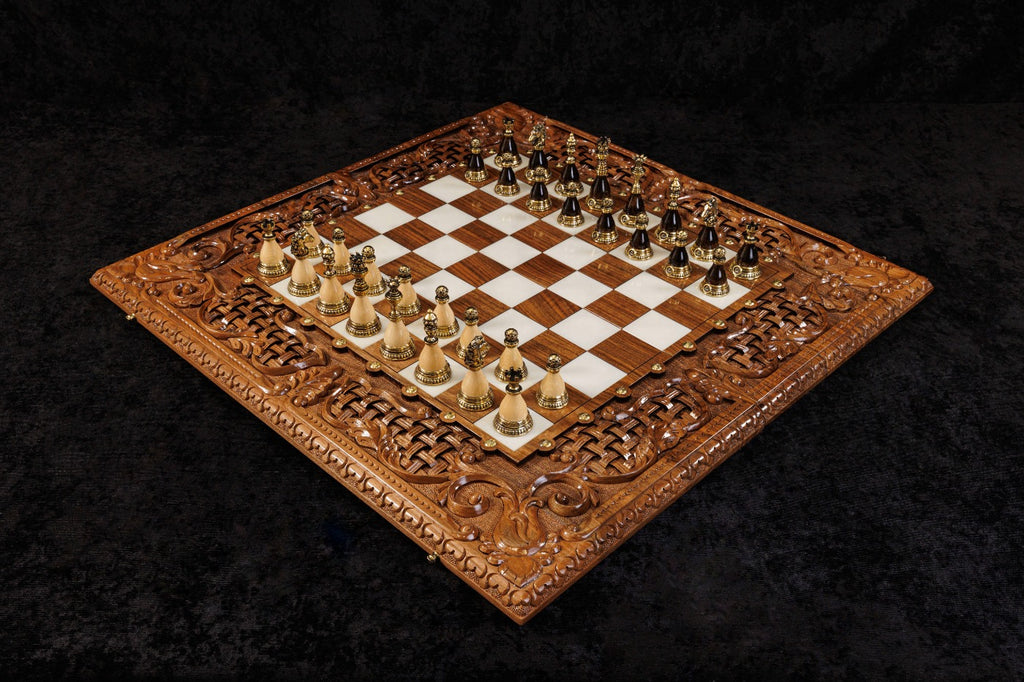 Epoxy Chess Set with Backgammon Board