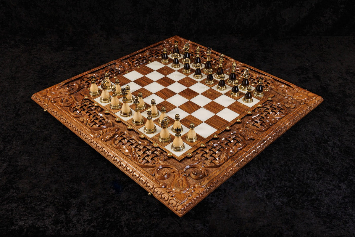 Epoxy Chess Set with Backgammon Board
