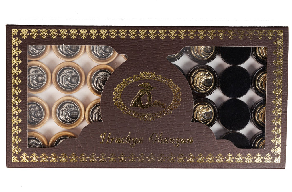 Fichas de backgammon de águila de bronce