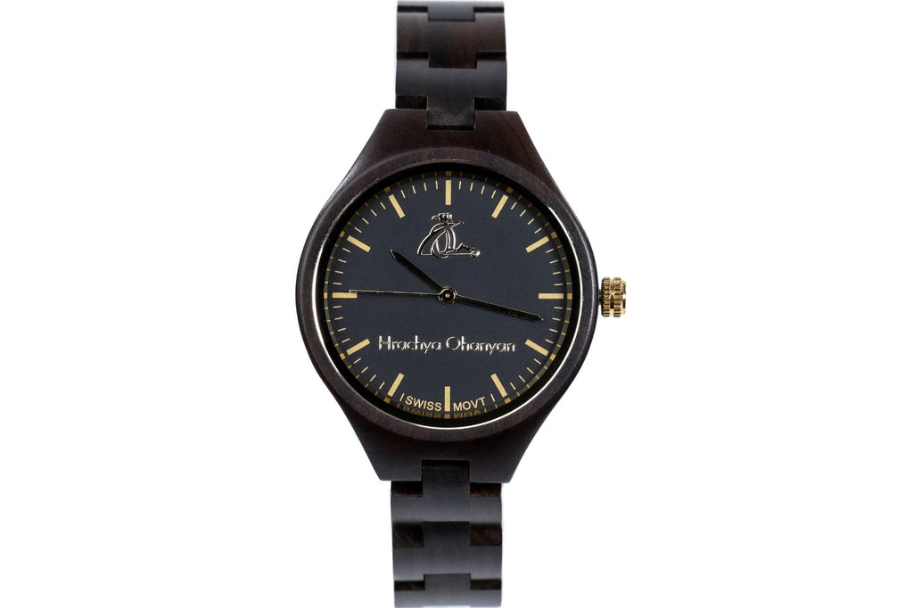 Reloj de pulsera de madera negro para mujer