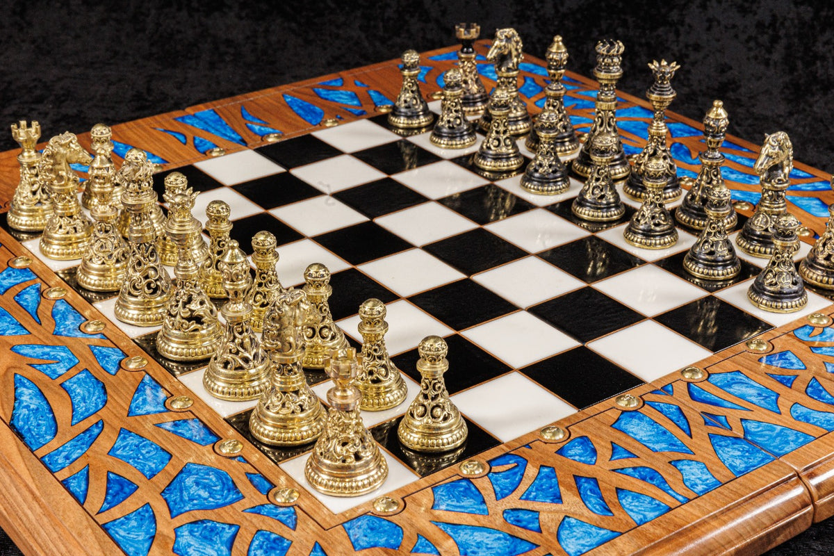 Walnut Chess and Backgammon Set with Tree Design
