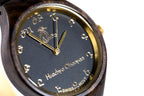 Armbanduhr für Damen aus Walnussholz – Schwarz