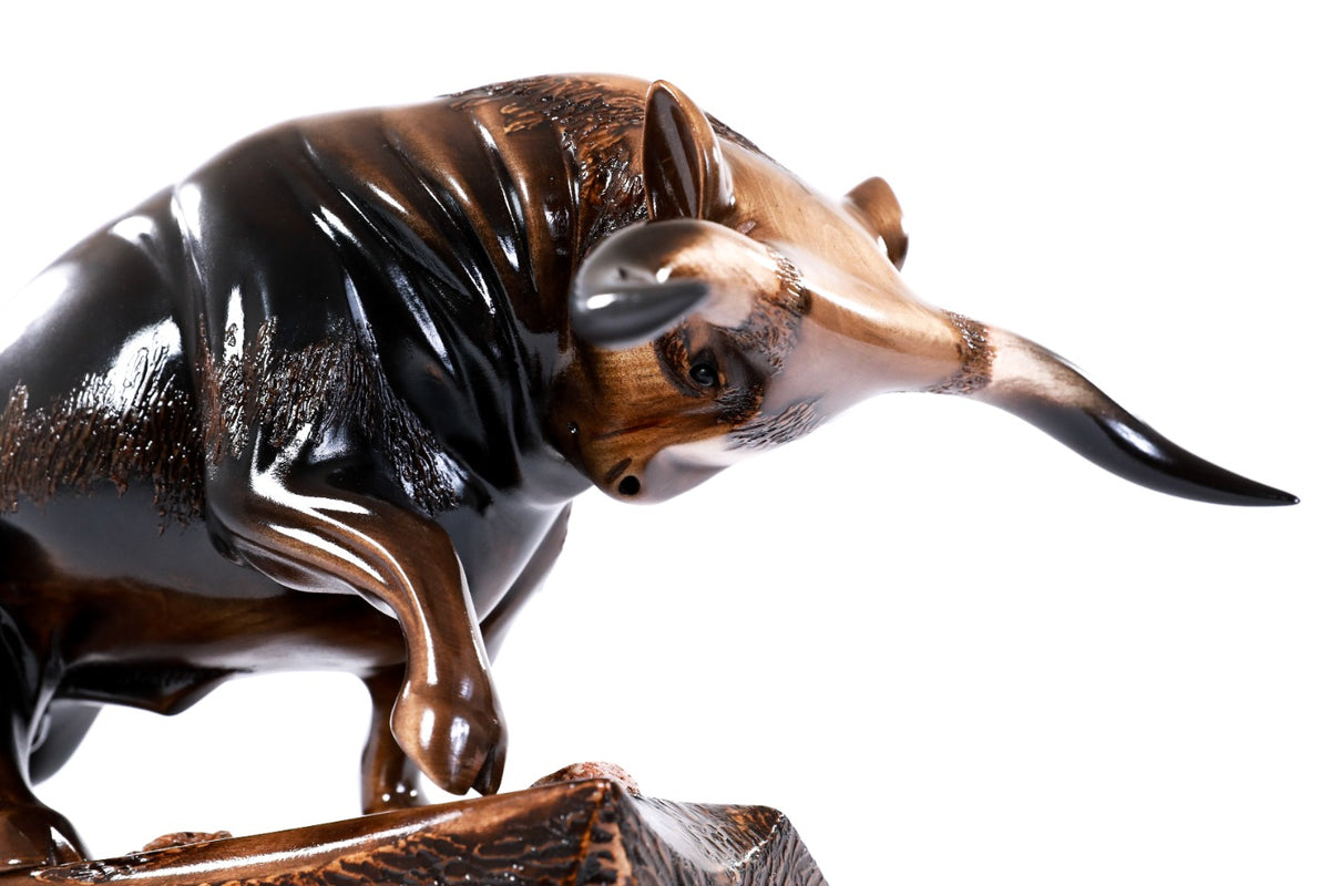 Wooden Bull Sculpture