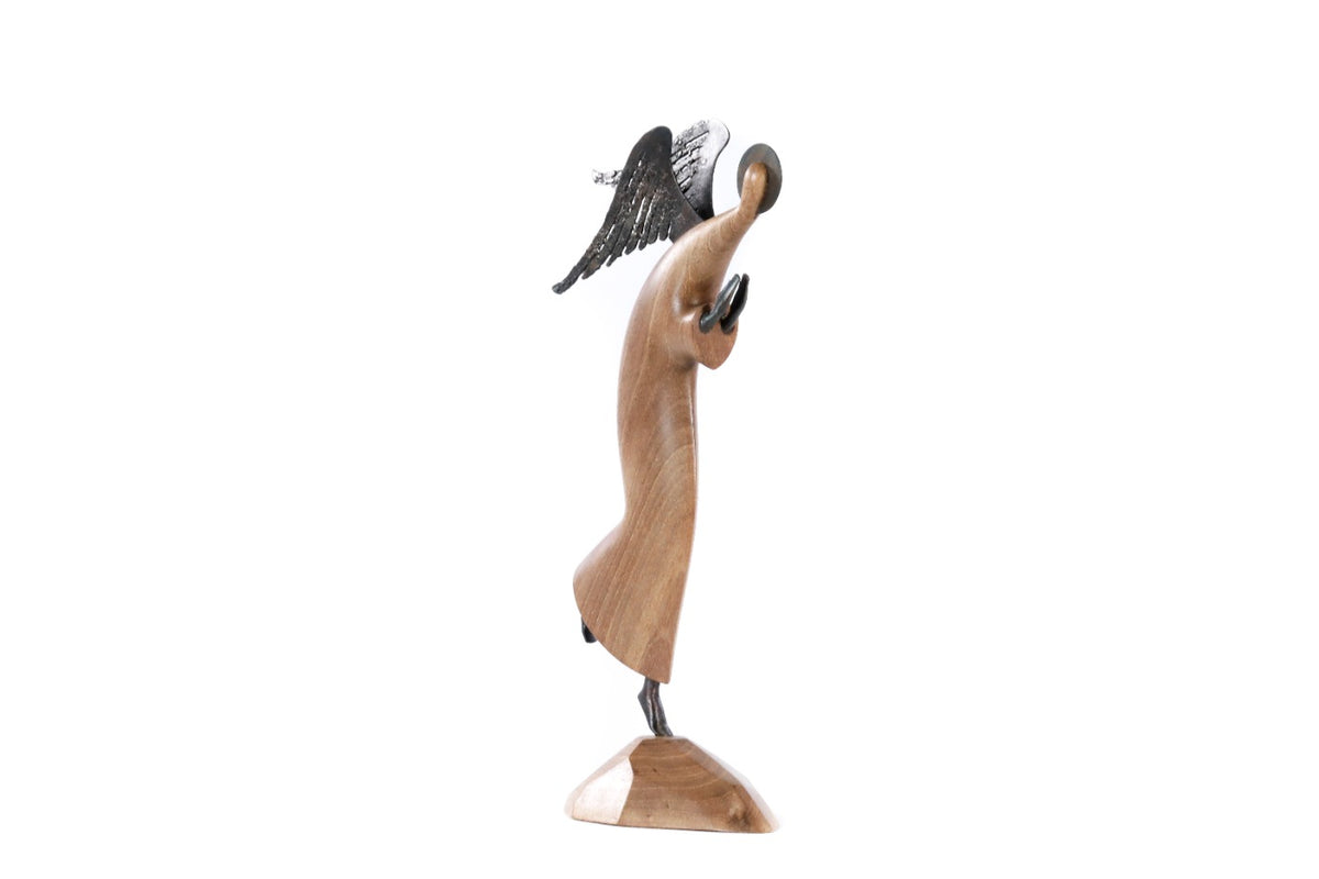 Walnut Wood Angel Sculpture