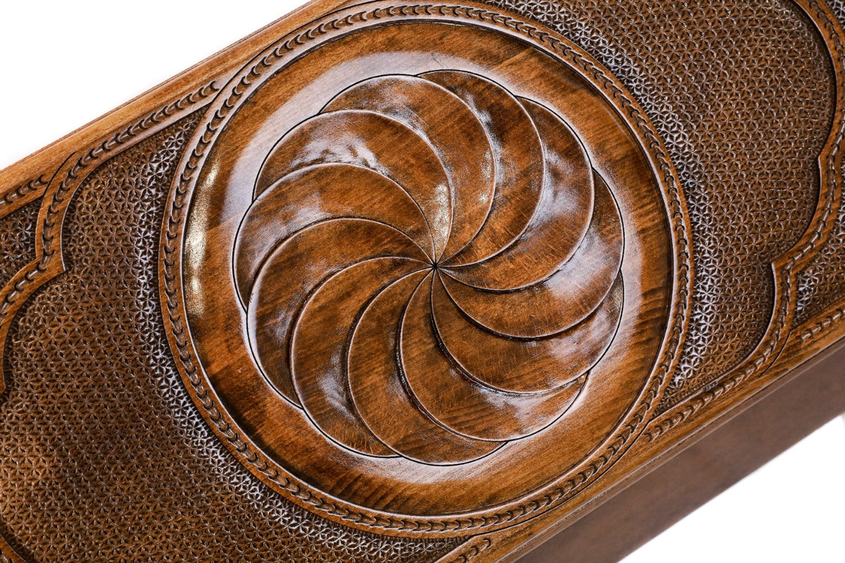 Backgammon-Tisch „Ewigkeit“ mit Bronzebeschlägen, 60 cm – Foto 2