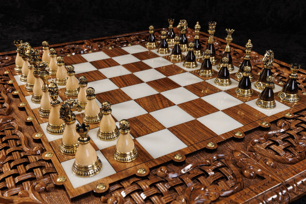 Epoxy Chess Set with Backgammon Board