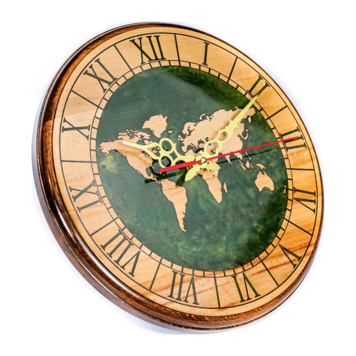 Reloj de pared Mapamundi verde