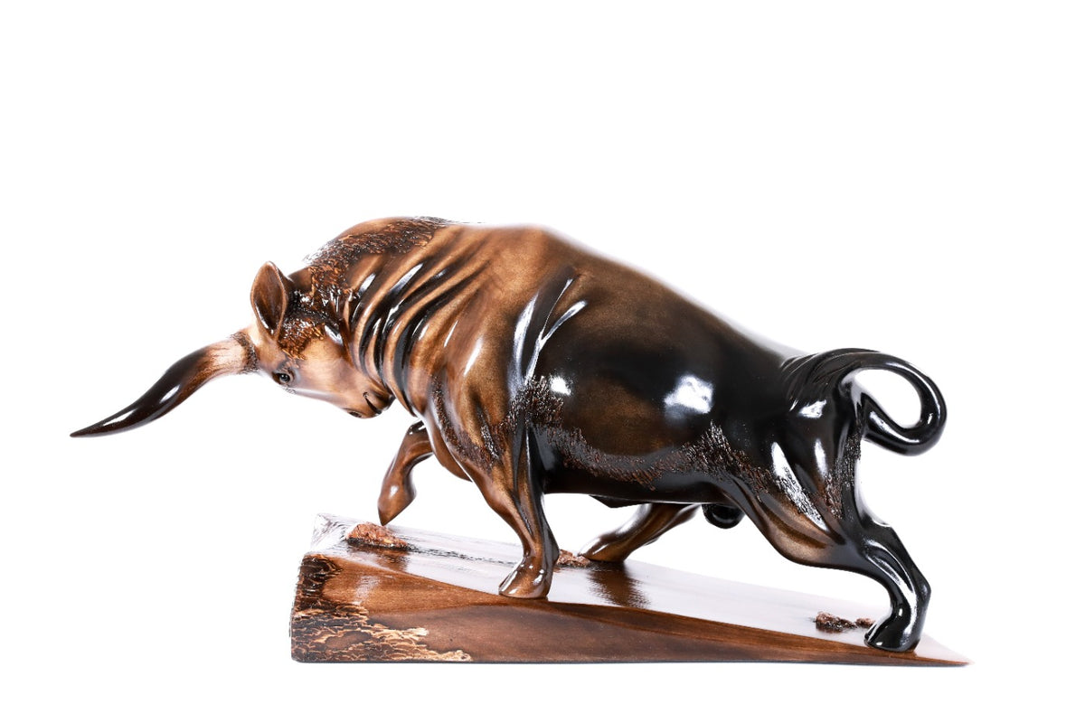 Wooden Bull Sculpture
