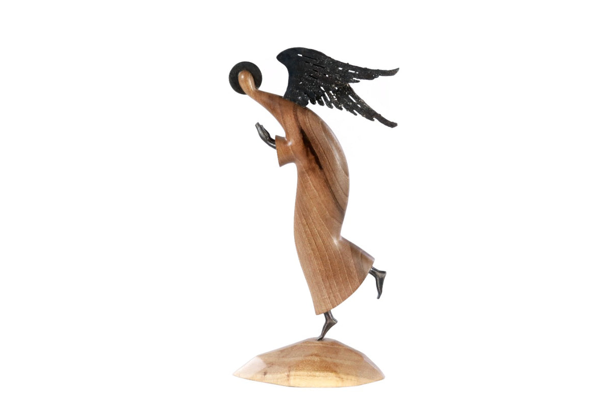 Walnut Wood Angel Sculpture