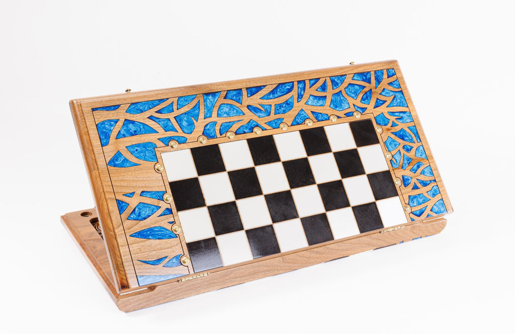 Chess & Backgammon Set: Epoxy Tree Design