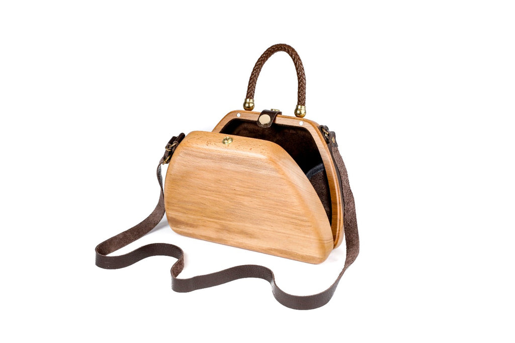 Beige Wooden Handbag