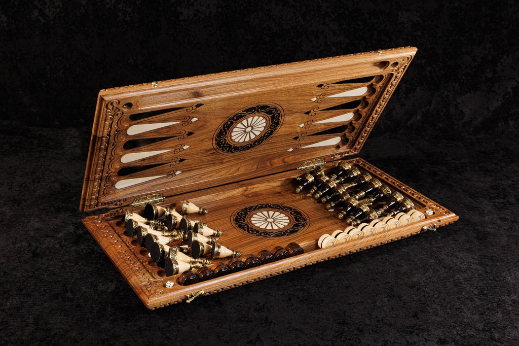 Epoxy Chess Set with Backgammon Board