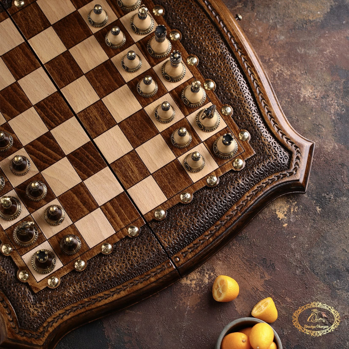 Hand-carved backgammon & chess sets