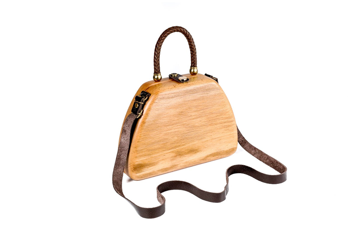 Beige Wooden Handbag