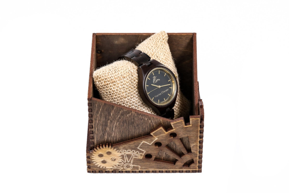 Reloj de pulsera de madera negro para mujer