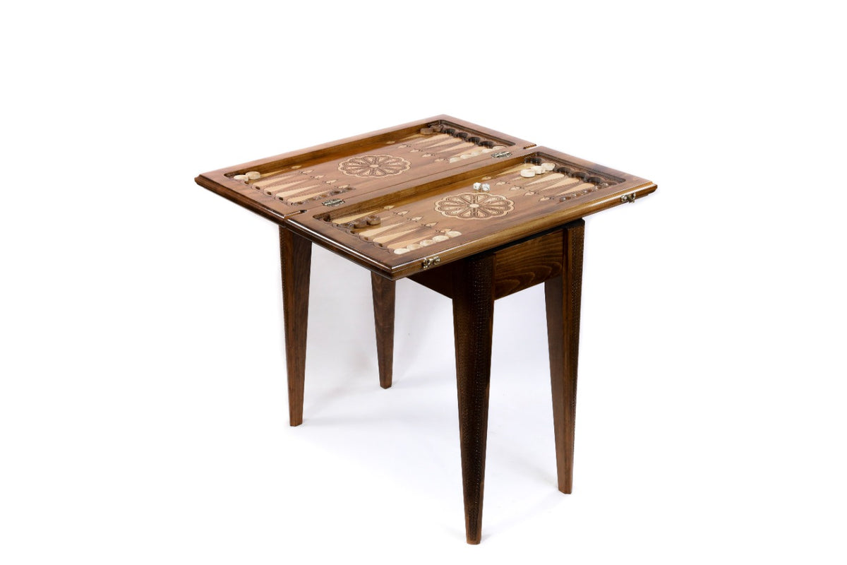 Backgammon-Tisch „Ewigkeit“ mit Bronzebeschlägen, 60 cm – Foto 4