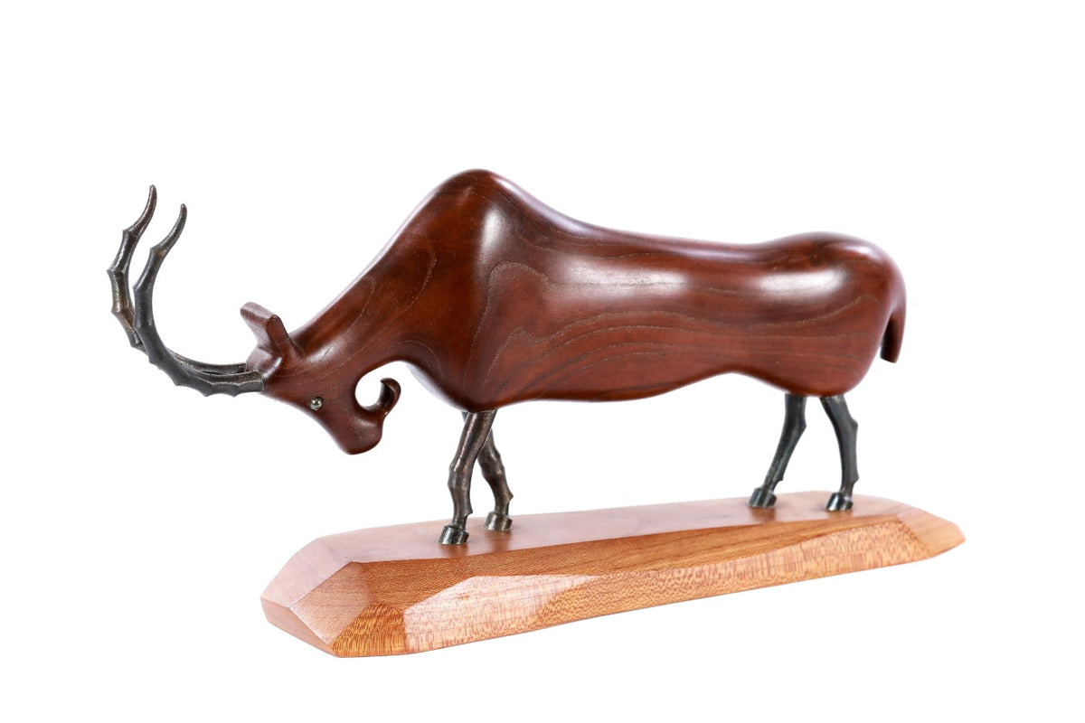 Wood Goat Sculpture
