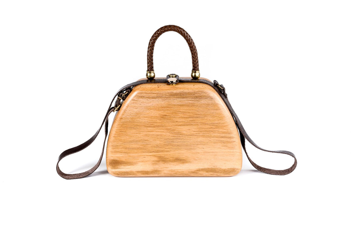 Beige Wooden Handbag