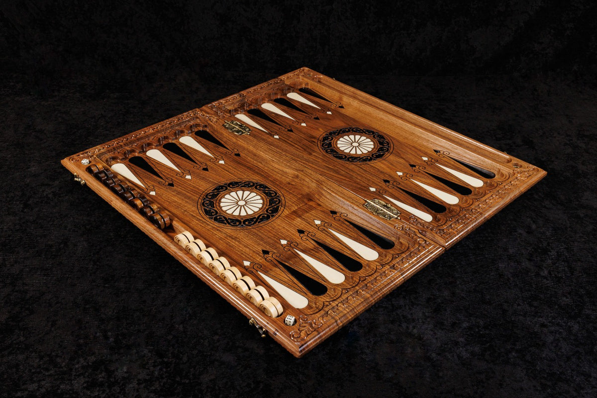 Epoxy Chess Set with Backgammon Board
