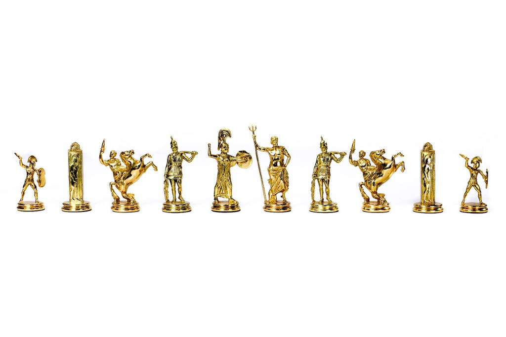 Bronzene Schachfiguren: Schachset zum Trojanischen Krieg der griechischen Mythologie