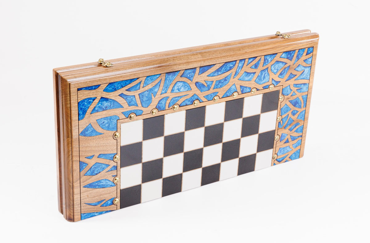 Chess and Backgammon Set: Epoxy Resin Tree Design