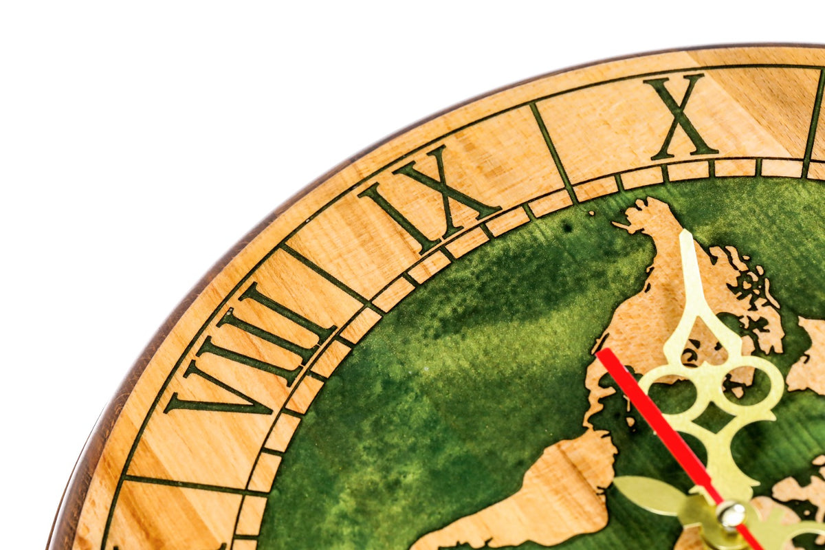 Reloj de pared Mapamundi verde