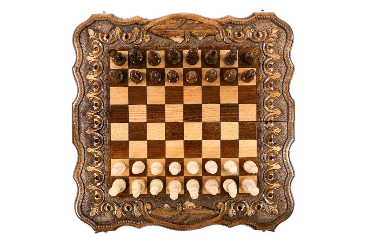 Handmade Wooden Chess and Backgammon Set with Mount Ararat, 60 cm - photo 12