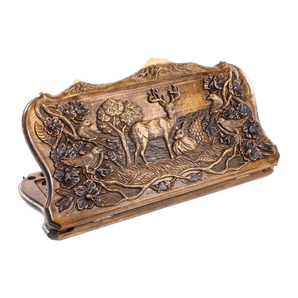 Handmade Wooden Backgammon Set with Deer and Ararat Outline, 60 cm (Model 11854)