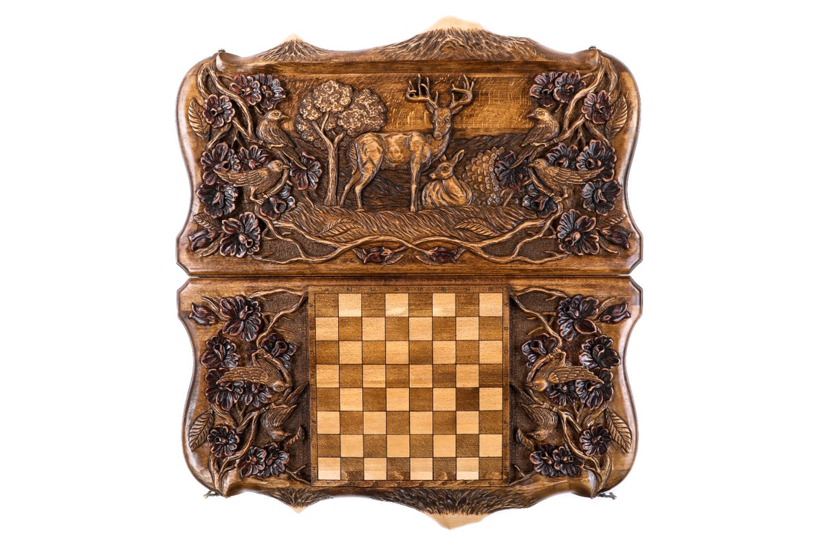 Handmade Wooden Backgammon Set with Deer and Ararat Outline, 60 cm - photo 11